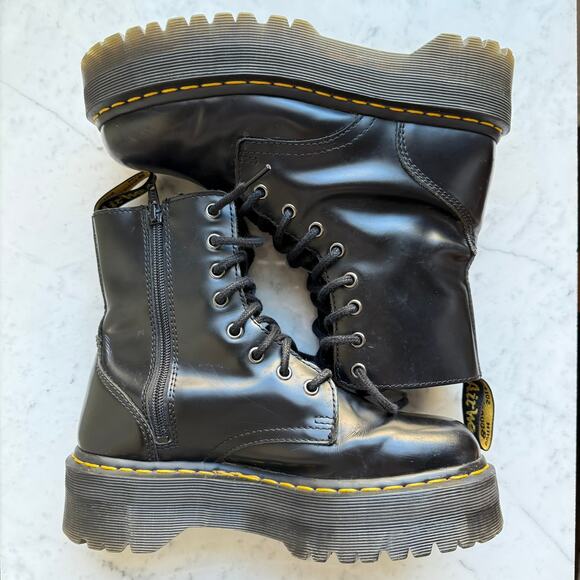 Dr. Martens Jadon Black Leather Platform Combat Boots – Women’s 8 - Picture 5 of 10